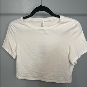 SKIMS White Fitted Crop T-Shirt